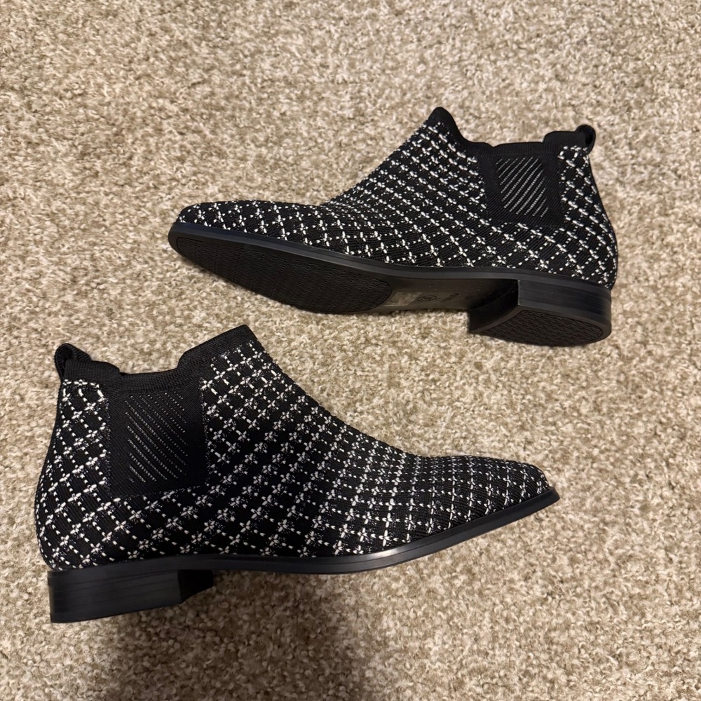 VIVAIA Black White Knit Square Toe Chelsea Ankle Boots Ryan Pro 40 classic - Picture 5 of 7